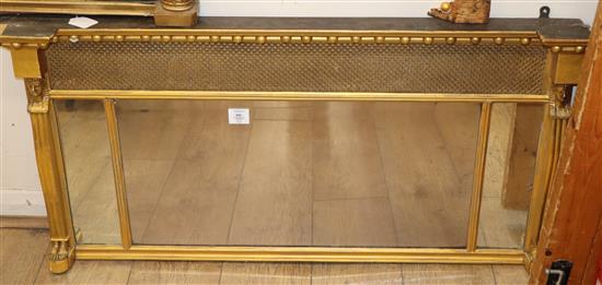 A Regency design gilt frame three plate overmantel mirror W.116cm